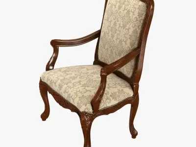 18th Century Louis XV Walnut Armchair 3D model