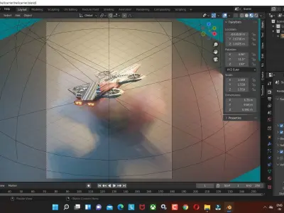Avengers Helicarrier 3D model render in blender low poly  Low-poly 3D model
