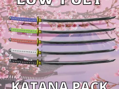 LOW POLY KATANA PACK Low-poly 3D model