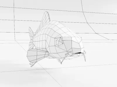 Freshwater common carp fish 3d model  Low-poly 3D model