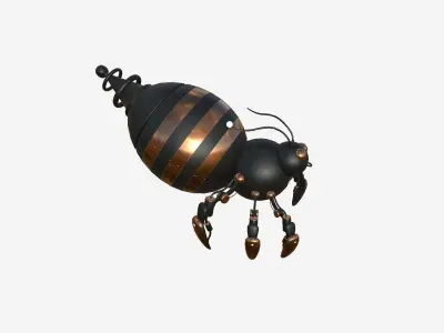 Cute Robot E04 Black Bronze - SciFi Character Design Low-poly 3D model