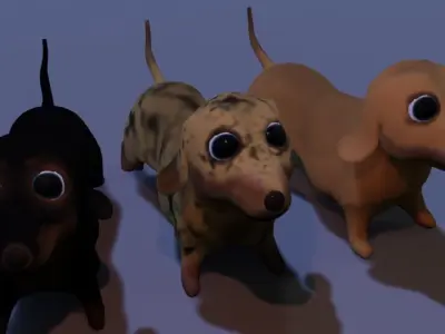 Cute Dog Low-poly 3D model