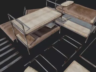 Old Metal Bunk Low-poly 3D model