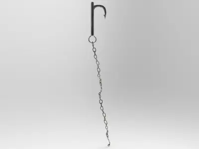 Hooked weapon Harpoon chain 3D model