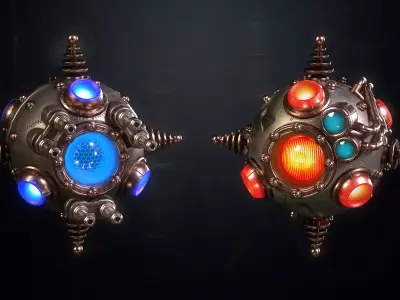 SteamPunk Droids Low-poly 3D model