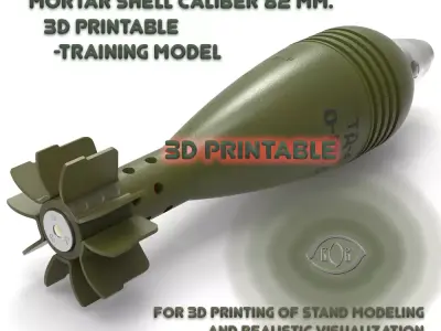 Mortar shell Artillery mine of 82 mm caliber Training model 3D model