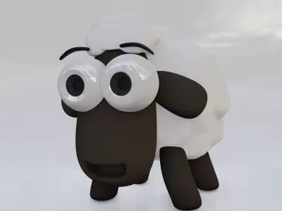 Sheep cartoon funny and cute Free low-poly 3D model