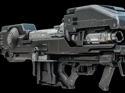 Sci-Fi Heavy Rifle Machine Gun PBR 3D model