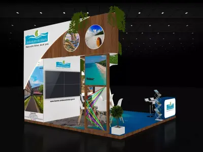 5mtr x 5mtr expo stall 3side open Exhibition Stand Free low-poly 3D model