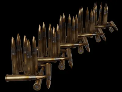303 British Rifle Cartridge and Box Low-poly 3D model