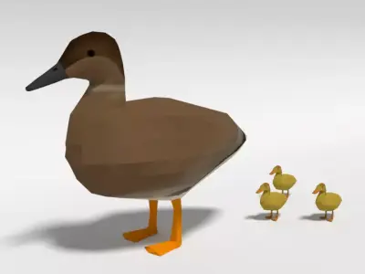 Low Poly Cartoon Gadwall Duck Low-poly 3D model