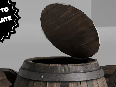 Low Poly Wooden Barrel Game Ready 3D Model Free Download Free low-poly 3D model