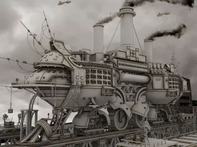 Ship Concept Digital art Low-poly 3D model