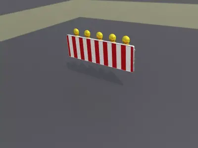 Construction Barrier 6 with animated lights 600-37 500x1600mm Low-poly 3D model