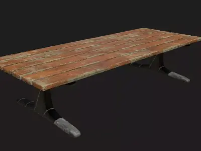 Park Bench Low-poly 3D model 13