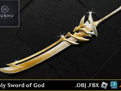 sword fantasy low-polygon Low-poly 3D model