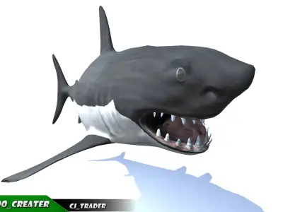 Low-Poly Killer Shark Rigged Animated 3D model Low-poly 3D model