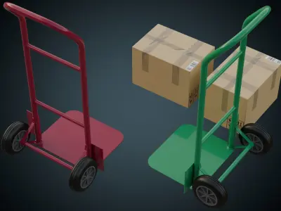 Hand Truck And Boxes 5A Low-poly 3D model