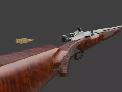 Low Poly Winchester Model 70 Non-Rigged Free low-poly 3D model Free low-poly 3D model