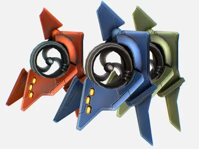 Mechanical Flying Combat Drone Space Aircraft Low-poly 3D model