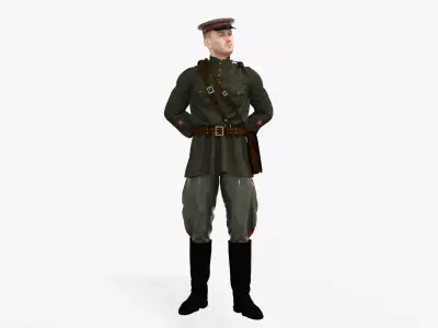 Red Army Officer Soviet ww2 Low-poly 3D model