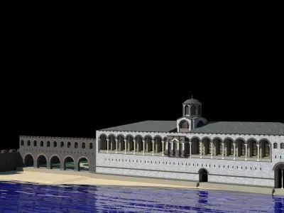 boukoleon building with arches and windows Low-poly 3D model