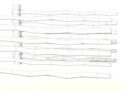 Rustic Wooden Fence old pasture village Low-poly 3D model