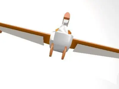 Jetpack orange and airplane Low-poly 3D model