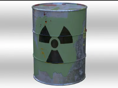Low Poly Game Ready Military Nuke Barrel Prop Barrel Low-poly 3D model