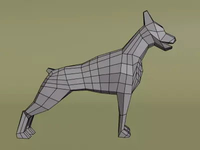 Dog doberman Low-poly 3D model