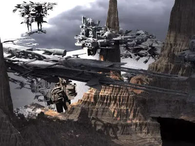 Star Wars inspired Pod racer Collection Mountain Kit bash Full 3D model