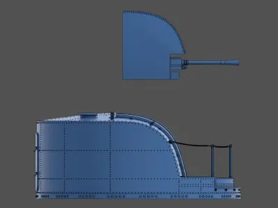 Type 96 turret 1945 - Commercial license - 1-100 scale 3D print model