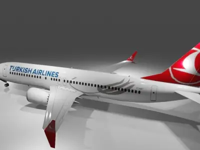Turkish airlines Boeing 737 max8 3d model Low-poly 3D model