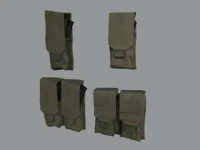 AR-AK Mags pouches pack  Low-poly 3D model