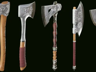 PBR AXE PACK 01 Low-poly 3D model