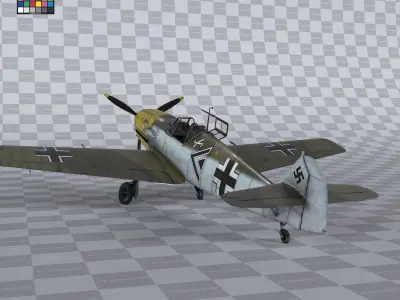 Messerschmitt BF109 German Fighter Airplane Desert V3 3D model