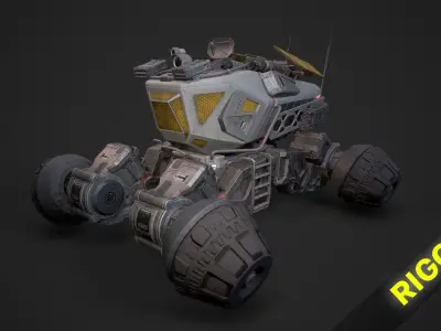 Sci-Fi Mars Rover Low-poly 3D model