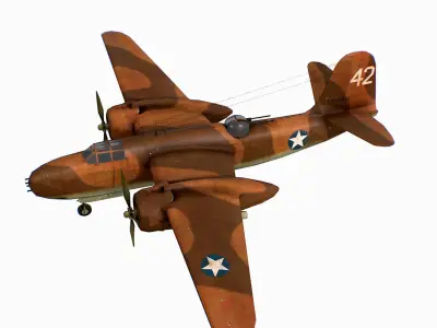 United States light bomber Douglas A-20 Havoc Low-poly 3D model