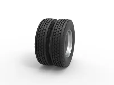 Rear custom wheel of semi truck Version 18 Scale 1 to 25 3D print model