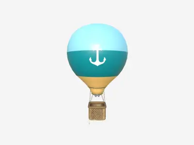 Balloon Hot Air 04 Light Blue - Aircraft Cartoon Low-poly 3D model