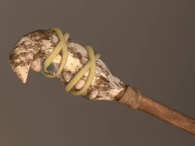 weopon wooden wand Low-poly 3D model