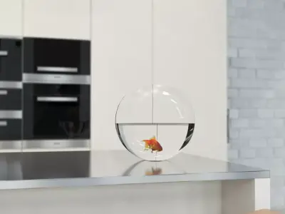 Goldfish in Bowl 3D model