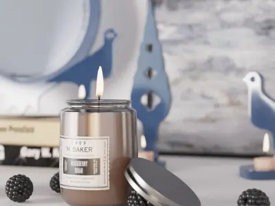 Decorative set 4 bird figurines and book on table Free 3D model