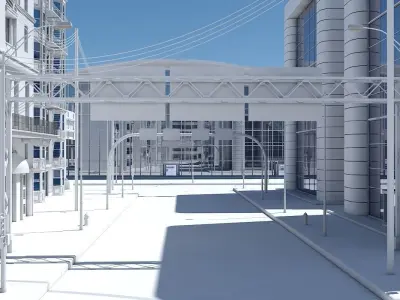 HD City Street Scene 3D model