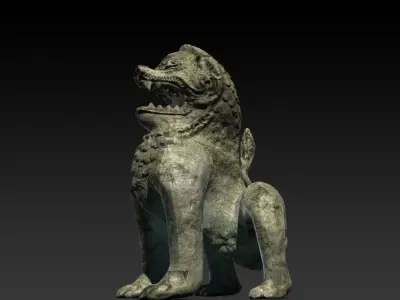 Cambodian stone lion Low-poly 3D model