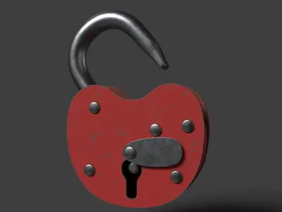 Padlock High Poly with Loop Rivets Keyhole and Cap 3D model