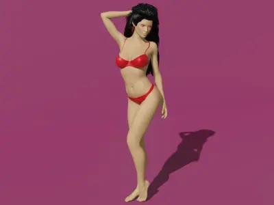 Hot Girl Low-poly 3D model