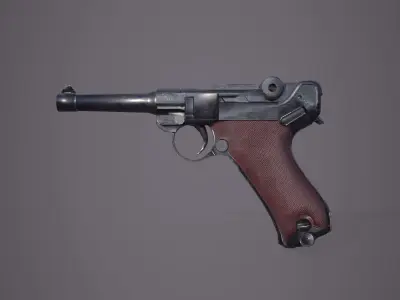 World War II - Luger P08 - PBR and Game Ready Low-poly 3D model