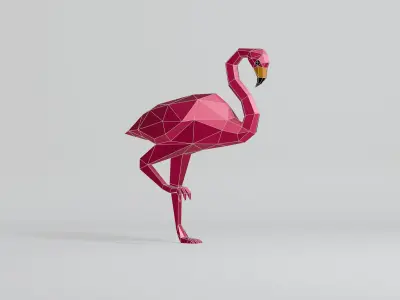 Polygonal Flamingo Low-poly 3D model