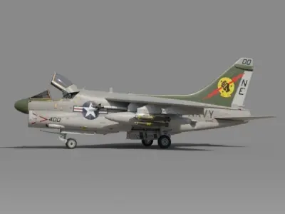  A7 CORSAIR II aircraft with weapons and shelter bonus Free 3D model